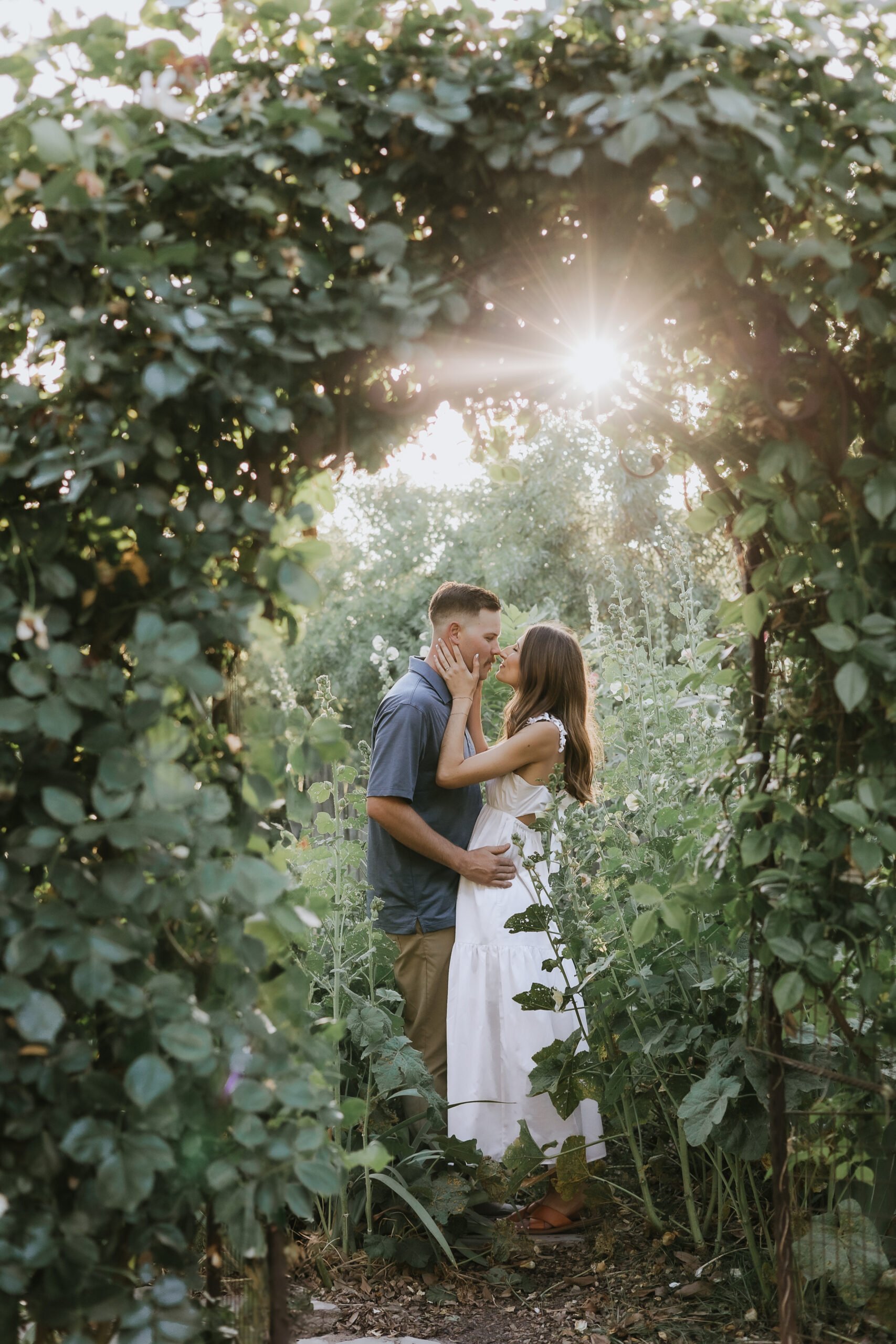 Garden engagement session at kruppa farms and garden in winton california
